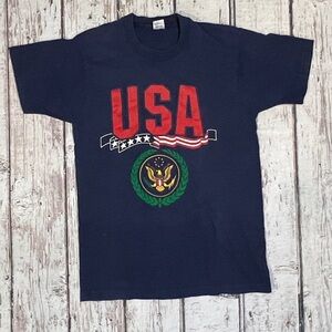 Vintage 90s USA America Patriotic 1990s Crewneck Tee Top Shirt